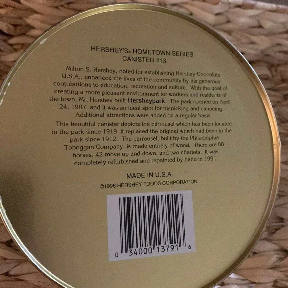 Vintage Hershey's‎ Hometown Series Canister #13 Carousel Tin 1996